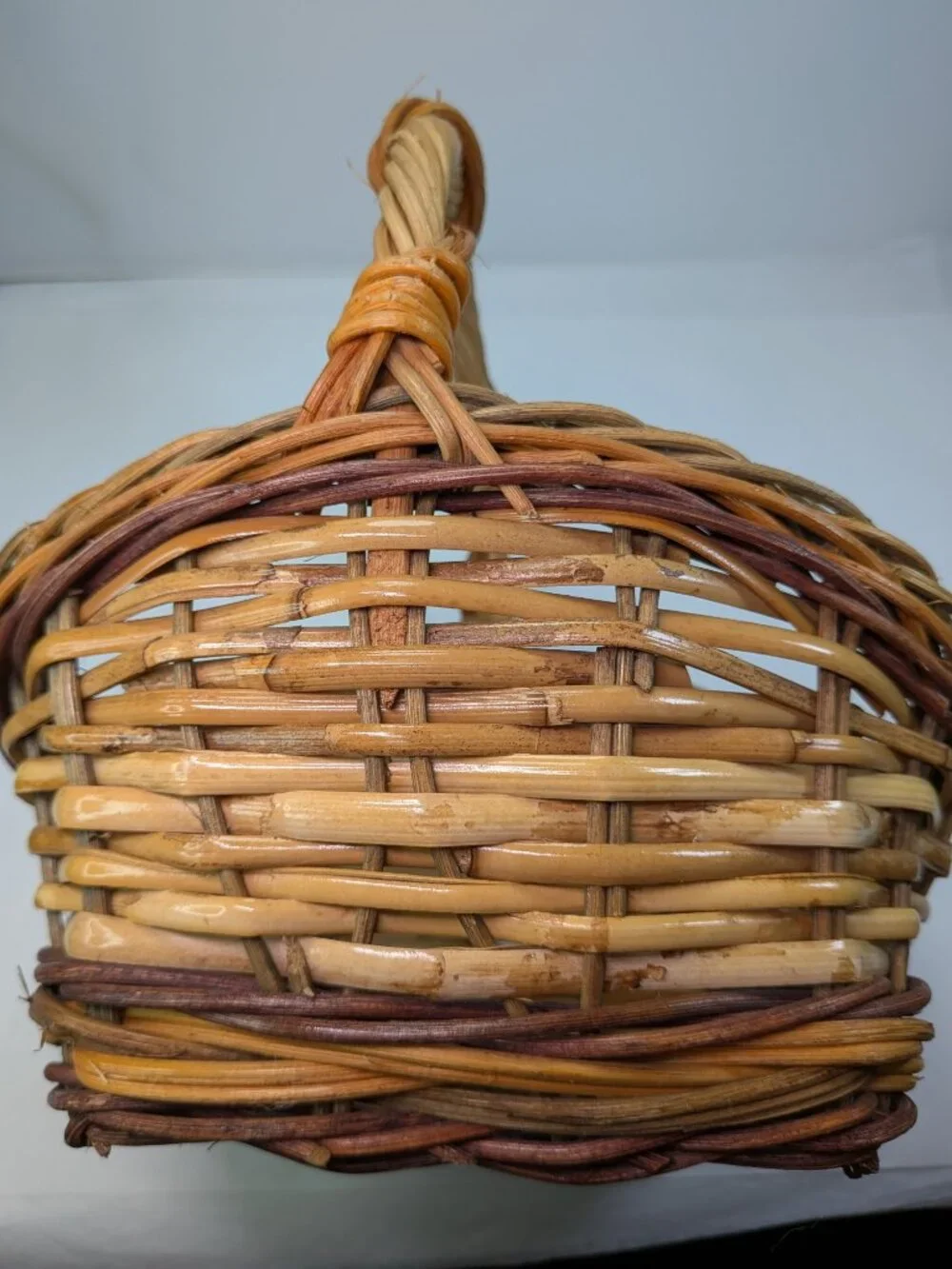 Vintage Fall Harvest Woven Basket Pumpkins Cornucopia Decor Overhead Handle